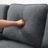 4 Seater Modern Linen Sofa With Armrest Pockets And 4 Pillows, Minimalist Style Couch - Dark Gray - Image 13