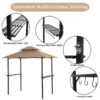 Outdoor Grill Gazebo 8 X 5 Ft With Double Tier Soft Top Canopy, Steel Frame, Bar Counters & Hook Metal - Khaki - Image 9