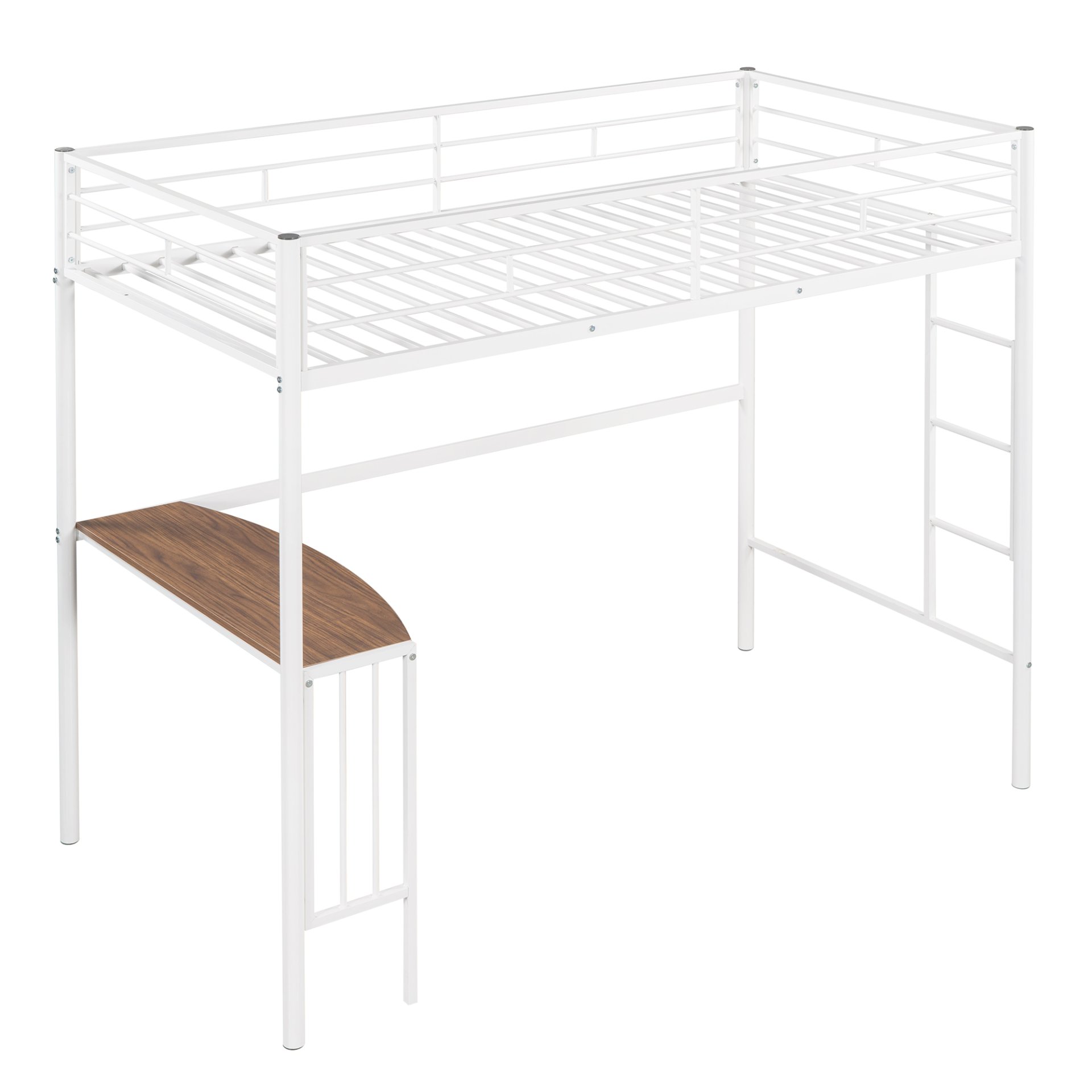 Twin Over Full Metal Bunk Bed With Desk, Ladder And Quality Slats For Bedroom - Metallic White - Image 22