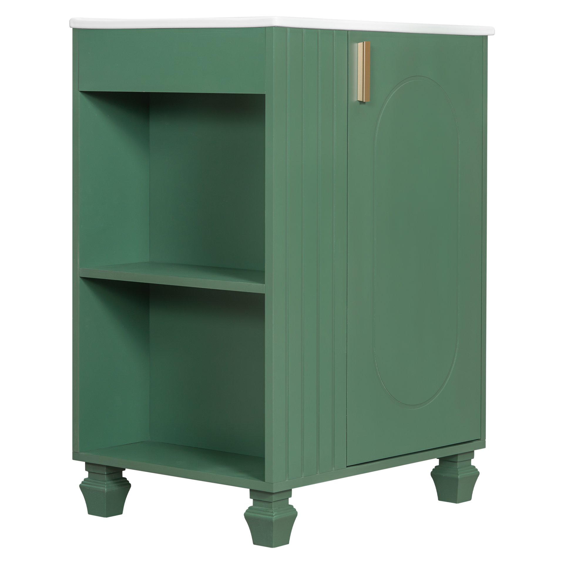 Classic Retro 24" Bathroom Vanity With Sink, Door Shelf, Side Open Storage Frame - Green - Image 17