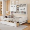 Full Size Daybed With 2 Drawers And All In One Cabinet And Shelf - White - Image 19