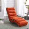 Ergonomic Linen Massage Chaise Lounge With Remote Control, 5 Modes - Orange - Image 4