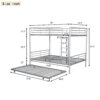 Full Over Full Metal Bunk Bed With Trundle - Silver - Image 16