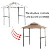 Outdoor Grill Gazebo 8 X 5 Ft With Double Tier Soft Top Canopy, Steel Frame, Bar Counters & Hook Metal - Khaki - Image 7