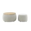 Round Storage Ottoman, 2 In 1 Function End Table And Ottoman With Small Seat - Light Gray - Image 12