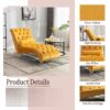 Velvet Button Tufted Upholstered Chaise Lounge Chair With Pillow For Bedroom Living Room Office - Mustard - Image 6