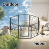 53.94" 8 Panels Heavy Duty Metal Playpen With Door, Dog Fence Pet Exercise Pen For Outdoor, Indoor - Black - Image 4