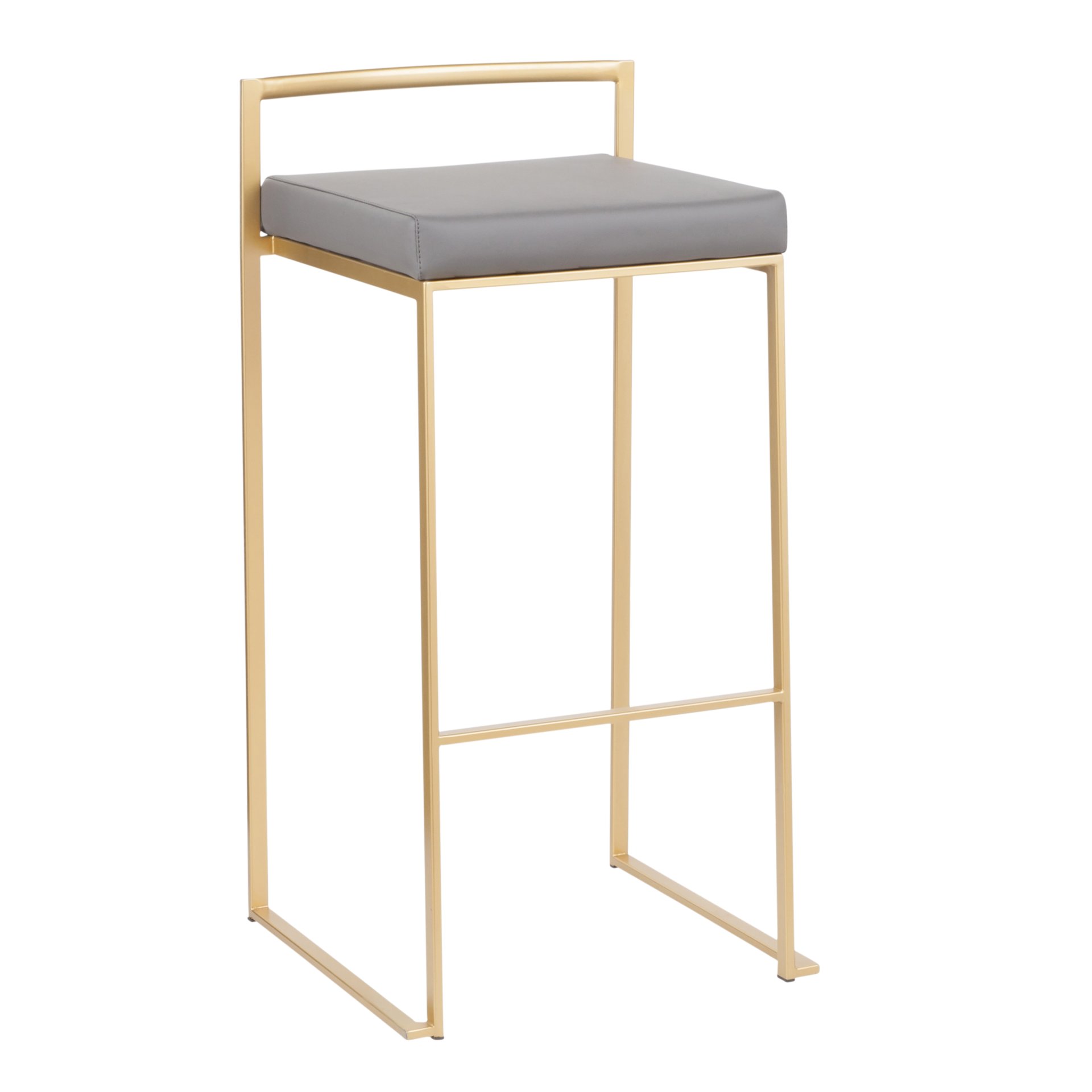 Fuji - Contemporary Barstool (Set of 2) - Gold / Gray - Image 2