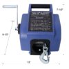 Reversible Electric 12V Trailer Winch For Boats Up To 6000 Lbs With Galvanized Wire Rope And Casing - Blue - Image 3