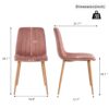Modern Velvet Dining Chair (Set of 4) With Backrest And Metal Legs For Kitchen And Living Room - Pink - Image 3