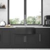 Double Bowl Sink Apron Front Kitchen Sink 16 Gauge & 2 Deep Basins - Gunmetal Black - Image 5