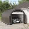 Outsunny - 10' x 16' Carport, Heavy Duty Portable Garage Storage Tent With Large Zippered Door, Anti-Uv Pe Canopy Cover For Car, Truck, Boat, Motorcycle, Bike, Garden Tools, Outdoor Work - Gray - Image 9