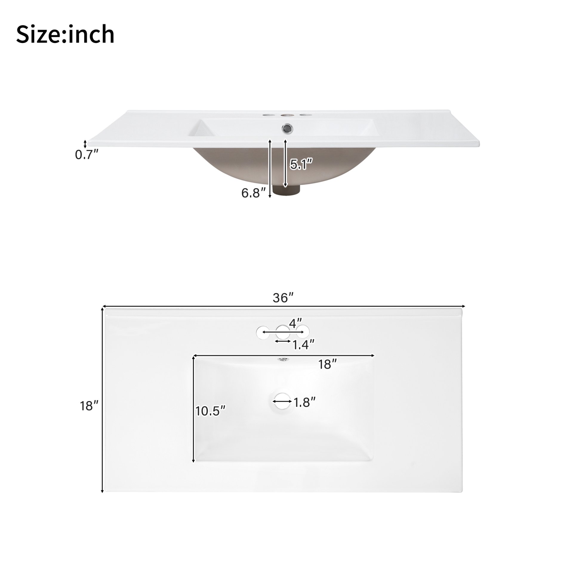 36" Bathroom Vanity With Sink, Soft Close Doors, Adjustable Shelf & 3 Drawers - Gray - Image 11