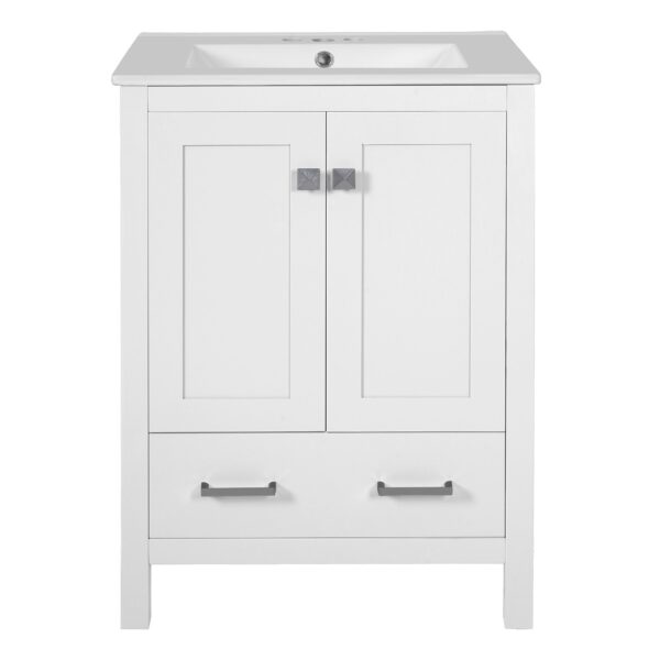 24" Bathroom Vanity With Integrated Undermount Sink, Soft Close Doors, 2 Doors 1 Drawer Storage - White