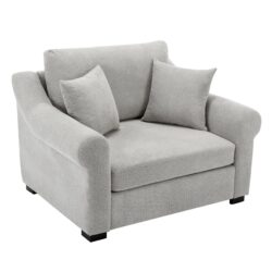 Modern Chenille Oversized Armchair, Chair And A Half, Single Sofa For Bedroom, Living Room, Wide - Light Gray