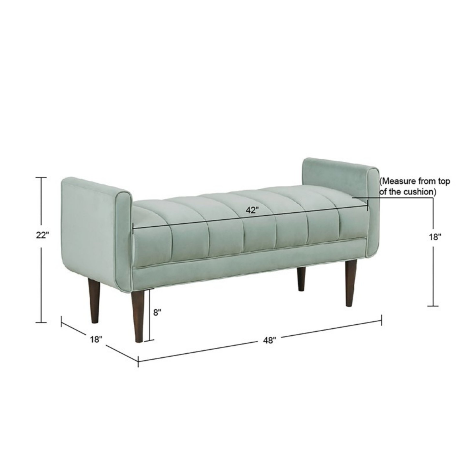 Linea - Upholstered Accent Bench - Seafoam - Image 3