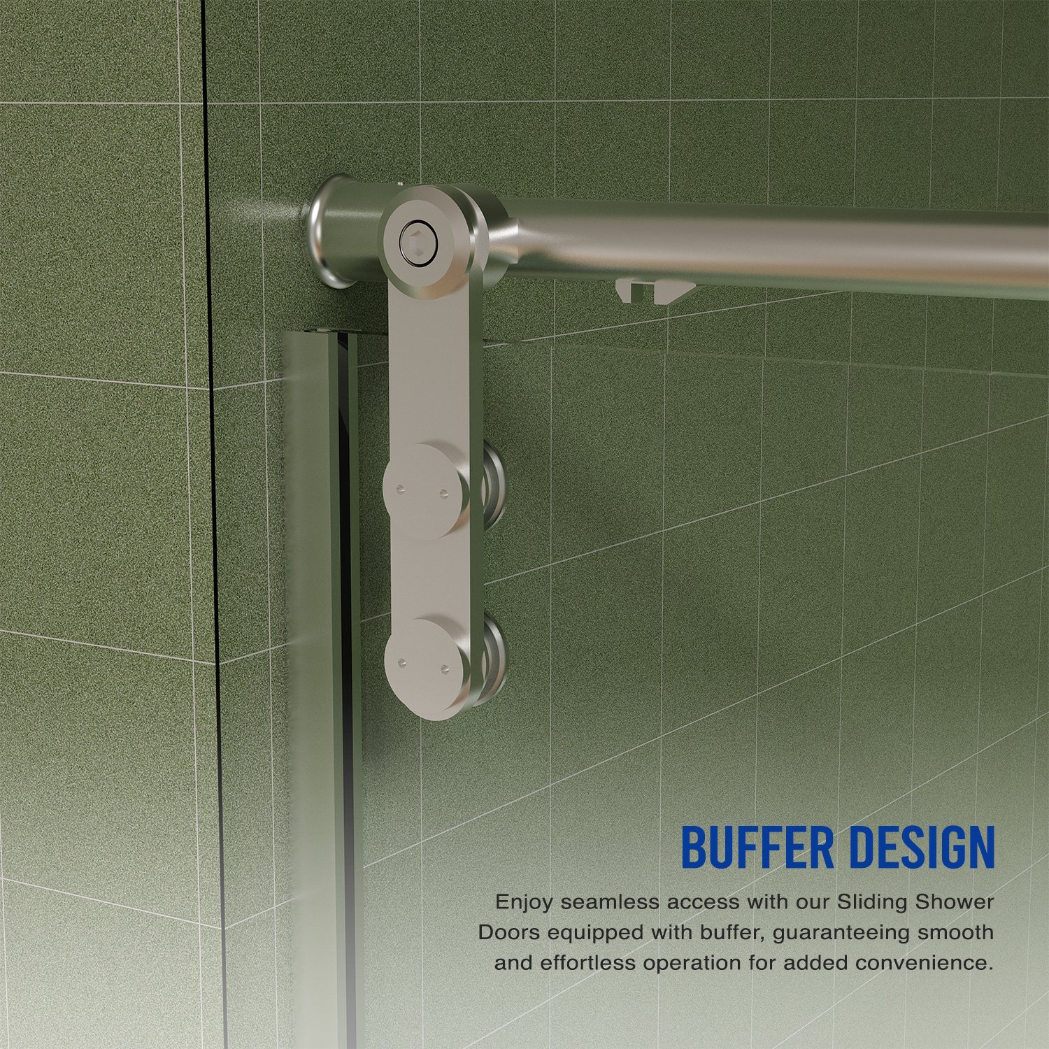 Frameless Shower Door, Sliding Shower Door, Premium 5 / 16" (8Mm) Thick Tempered Glass Shower Enclosure With Towel Bar, Double Side Easy Clean Coat, Finished With Buffer - Brushed Nickel - Image 6