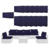 14 Pack Cushion Covers For 7 Piece Wicker Rattan Sectional Sofa (6 Seater), Outdoor Seat And Back Slipcovers With Zippers - Navy Blue - Image 6