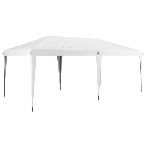 Outsunny - 10' x 19.2' Pop Up Canopy Tent, Heavy Duty Tent For Parties, Outdoor Instant Gazebo Sun Shade Shelter With Carry Bag For Catering, Events, Wedding, Backyard Bbq - White