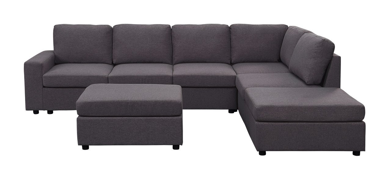 Cassia - Modular Sectional Sofa With Ottoman - Dark Gray - Image 4