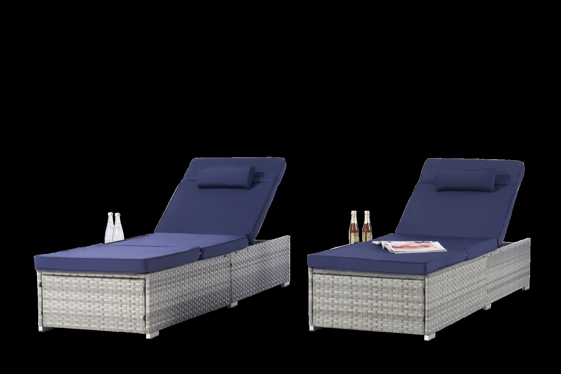 Outdoor Sofa Pe Rattan Furniture Deck Chair - Gray - Image 7