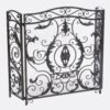 Mariella - Traditional Floral Iron Fireplace Screen With Ornate Design - Black / Brushed Silver - Image 6