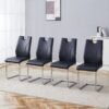 Light Luxury Bow Shaped Chairs With Electroplated Metal Legs, Sun And Stain Resistant, Dining Room And Living Room Set - Black - Image 2