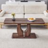 Modern Minimalist Texture Sticker Patterned Rectangular Coffee Table - Walnut Dark Brown - Image 5