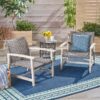 Outdoor Club Chair With Rattan Cover And Acacia Wood Frame - Gray - Image 4