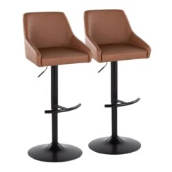 Hannah - Transitional Adjustable Barstool With Swivel With Rounded T Footrest (Set of 2) - Black / Camel