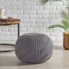Hazel - Modern Knitted Cotton Yarn Round Pouf With Eco Friendly Pet Fibers - Dark Gray - Image 2