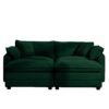Corduroy 2 Seater Sofa With Ottoman For Small Living Spaces - Green - Image 14