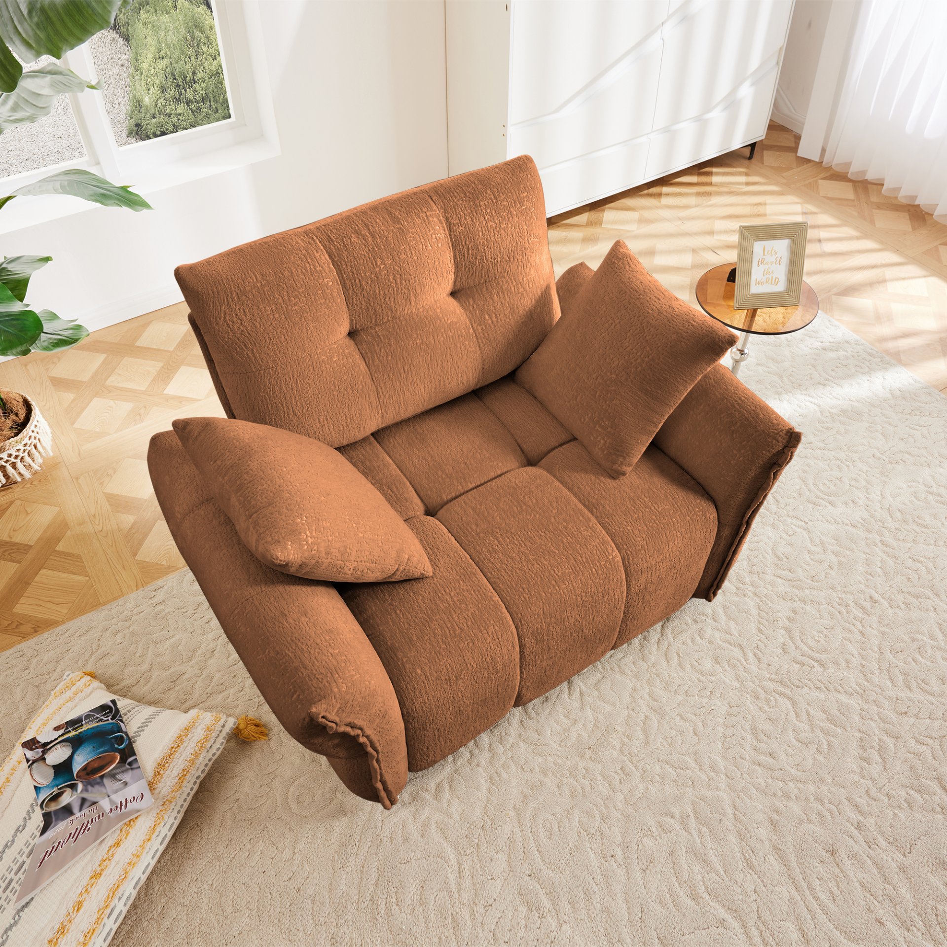 Modern Ergonomic Single Seater Sofa With High Resilience Cushions - Burnt Orange - Image 3