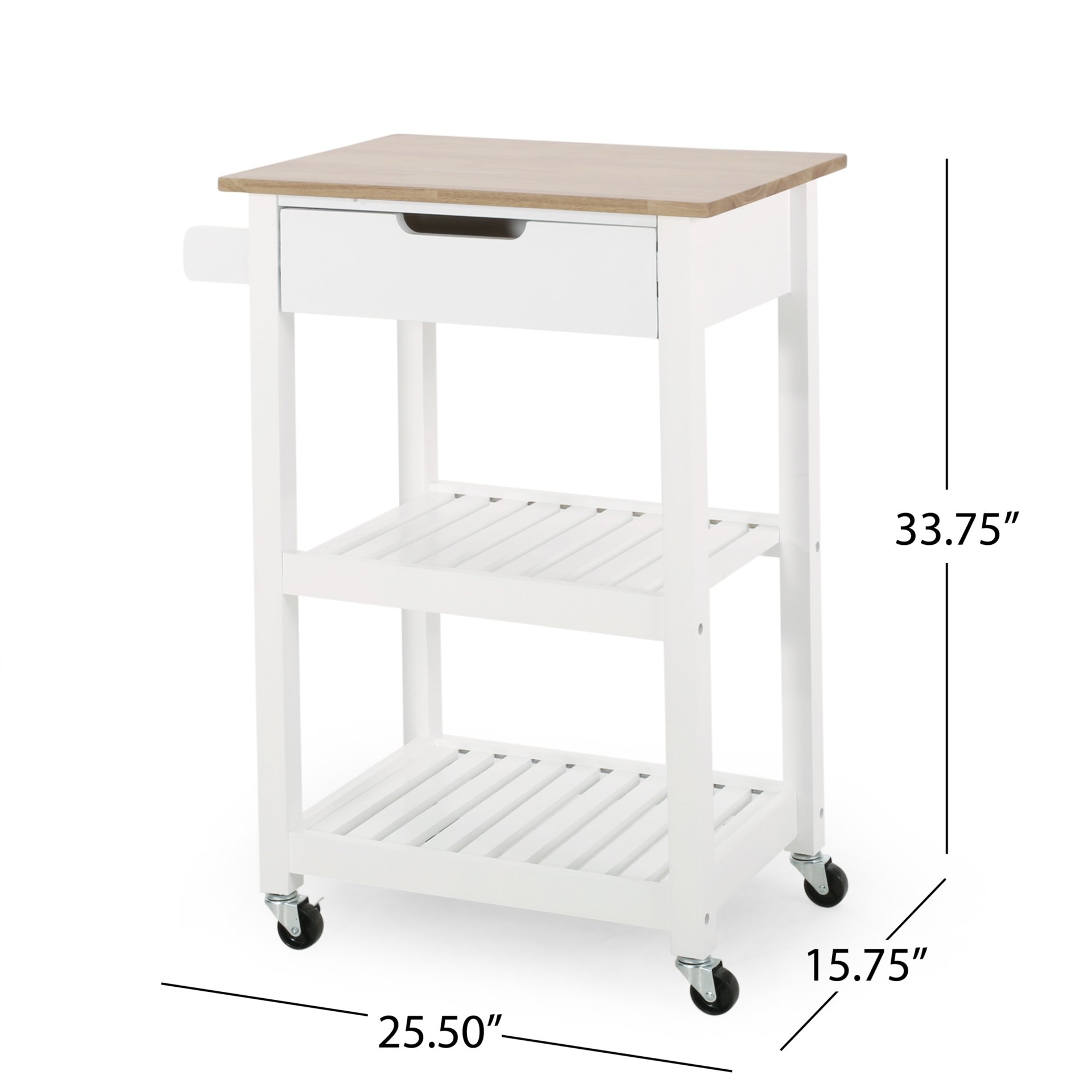 Tattnall - Kitchen Cart With Wheels - White - Image 3