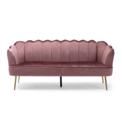 Modern Glam Velvet 3 Seater Sofa With Curvaceous Shell Design - Blush