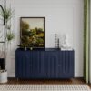 Modern Lacquered 4 Door Wooden Cabinet Sideboard Buffet Server Cabinet Storage Cabinet, For Living Room, Entryway, Hallway, Office, Kitchen And Dining Room - Blue - Image 4