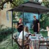 Outdoor Grill Gazebo 8 X 5 Ft With Double Tier Canopy, Steel Frame, Bar Counters & Hook - Gray - Image 8
