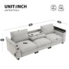 Sectional With Bluetooth Speaker Comfy Cloud Couch Set With Drop Down Table Cup Holders, USB Charger Storage Armrest Wide Seat Sofa - Gray - Image 15