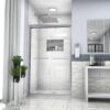 Modern Semi Frameless Bypass Sliding Shower Enclosure - Brushed Nickel - Image 6