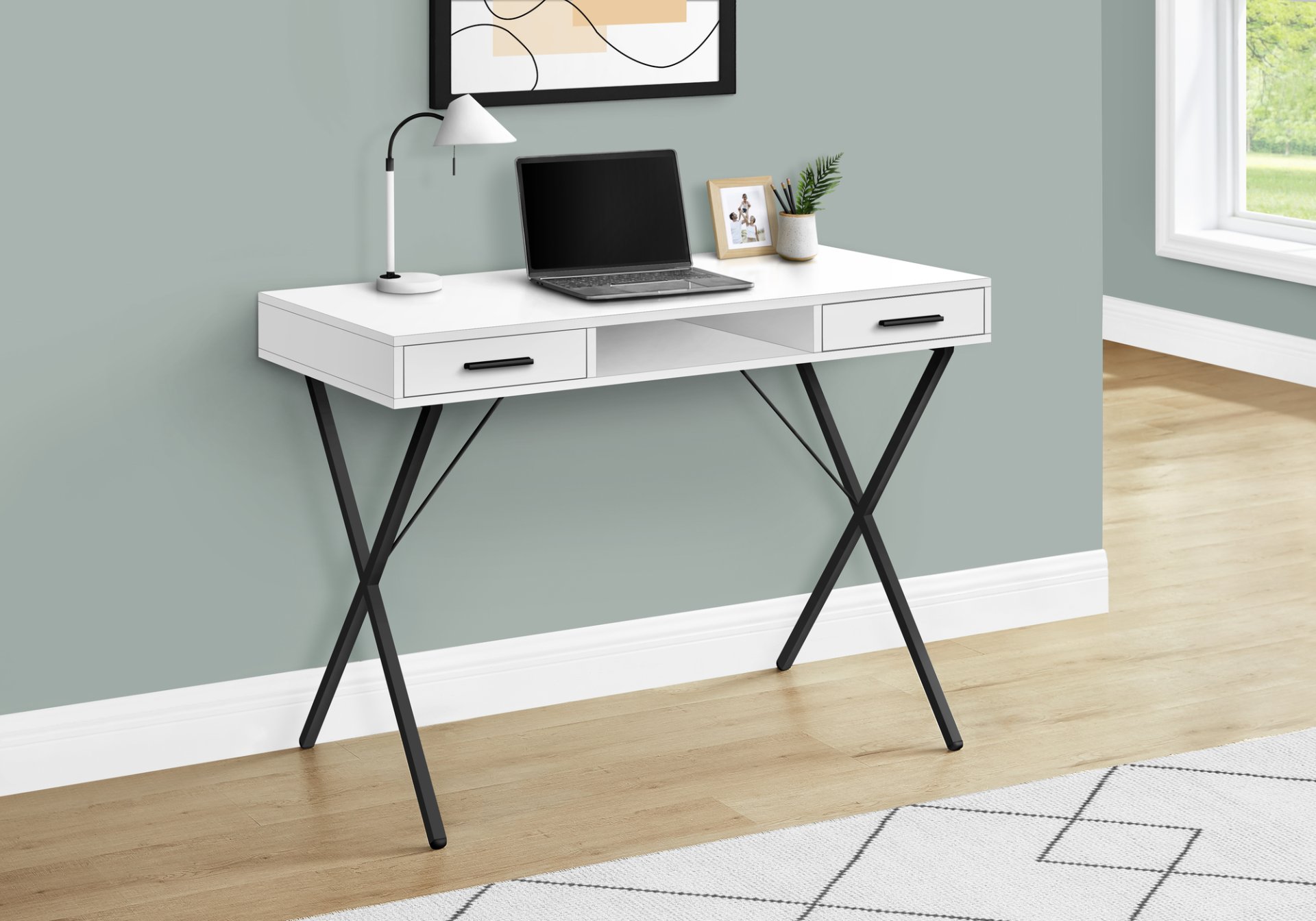 Computer Desk, Home Office, Laptop, Left & Right Set-Up, Storage Drawers, Work, Contemporary, Modern - White - Image 4