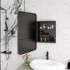 Rectangle Medicine Cabinet Mirror Bathroom Mirror With Storage Wall Mounted Medicine Mirror Cabinet With LED - Black - Image 7