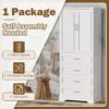 Bathroom Cabinet With 3 Drawers, Adjustable Shelf, Panels, Steel Handles, Soft Close Doors - White - Image 10