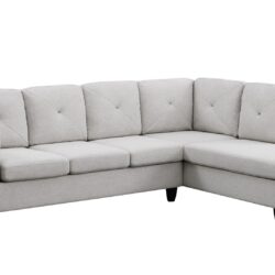 Santiago - Linen Sectional Sofa With Right Facing Chaise - Light Gray
