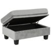 Modern Sectional Sofa With Storage Ottoman, L - Shape Couch With 2 Pillows And Cup Holders - Gray - Image 27