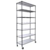 7 Tier Metal Shelf Wire Shelving Unit, 2450Lbs Heavy Duty Adjustable Storage Rack With Wheels & Shelf Liners For Closet Kitchen Garage Basement Commercial Shelving - Black - Image 3