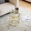 Modern Side Table With Mirror Top And Metal Frame - Gold / Clear - Image 11