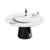 59.05" Modern Artificial Stone Round Carbon Steel Base Dining Table, Can Accommodate 6 People, White Artificial Stone Turntable - White / Black - Image 5