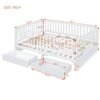 Full Size Daybed With Fence Guardrails And 2 Drawers, Convertible Floor Bed & Daybed - White - Image 21