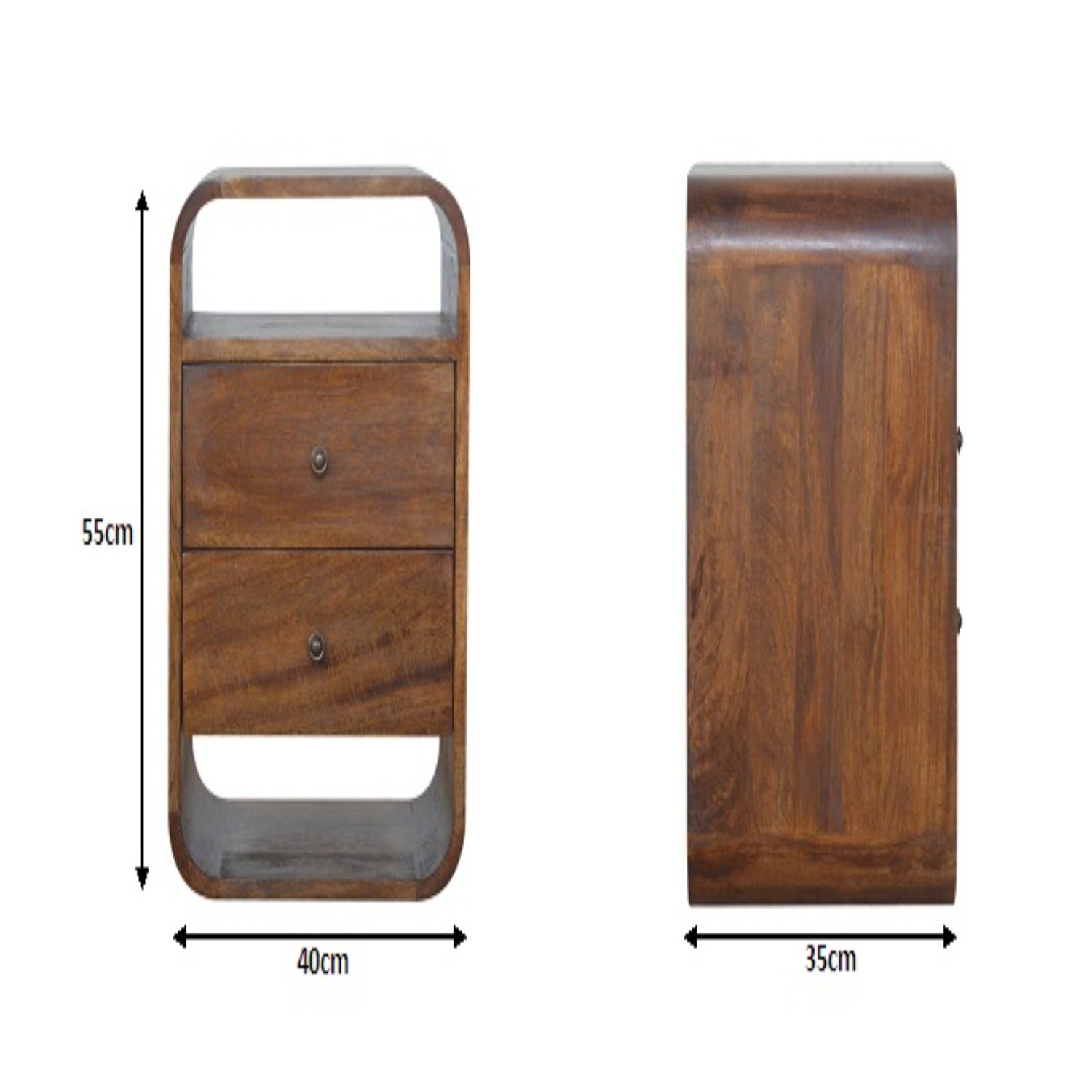 Curve 2 Drawer Nightstand - Brown - Image 3