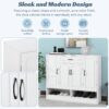 Sleek And Modern Shoe Cabinet With Adjustable Shelves, Space Saving Design Side Board For Various Sizes Of Items - White - Image 5